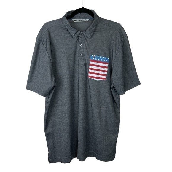 Travis Mathew Polo Shirt American Flag Pocket - Picture 1 of 6